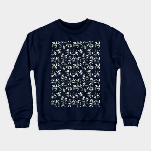 Cute Panda and Leaves Art Pattern Black Ver Crewneck Sweatshirt